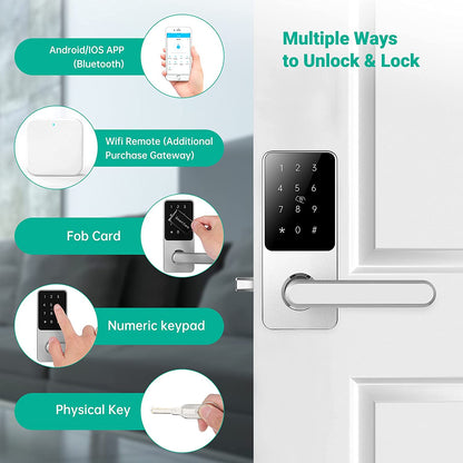 Smart Lever Door Lock【Only Fit Right Handle Door】 Touchscreen Keypad, Keyless Entry Door Lock Featuring Auto-Locking, Compatible with Alexa & Google Assistant