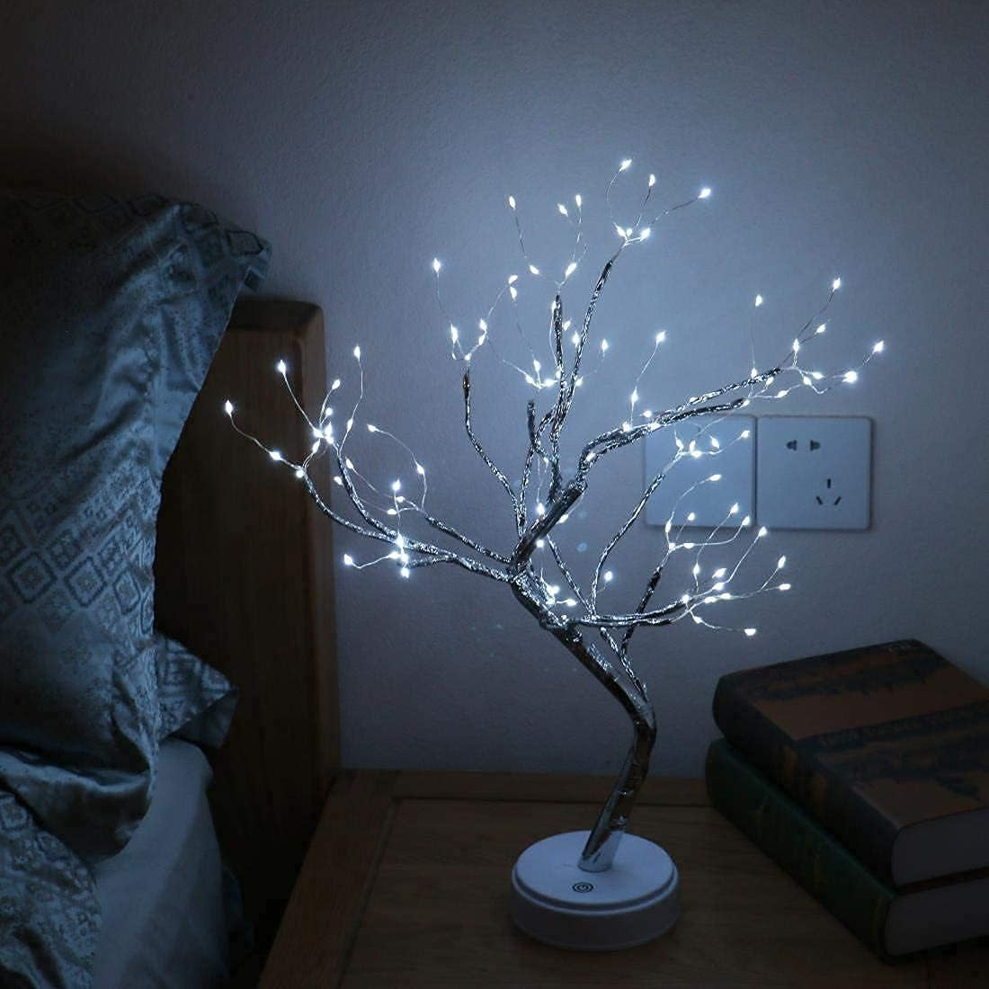 108 LED Bonsai Tree Night Lights, 20" Artificial Tree Lamp for Living Room Cute Decor, USB Table Top Fairy Light Spirit Tree, Home Decorations, Weddings… (Pure White)