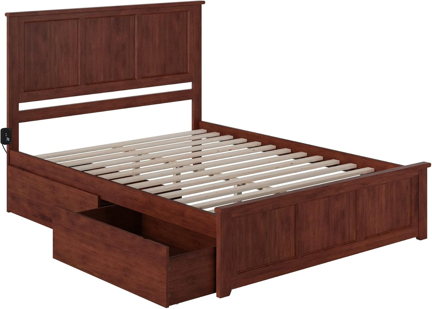 Atlantic Furniture AR8646114 Madison Platform Bed with Matching Foot Board and 2 Urban Bed Drawers, Queen, Walnut