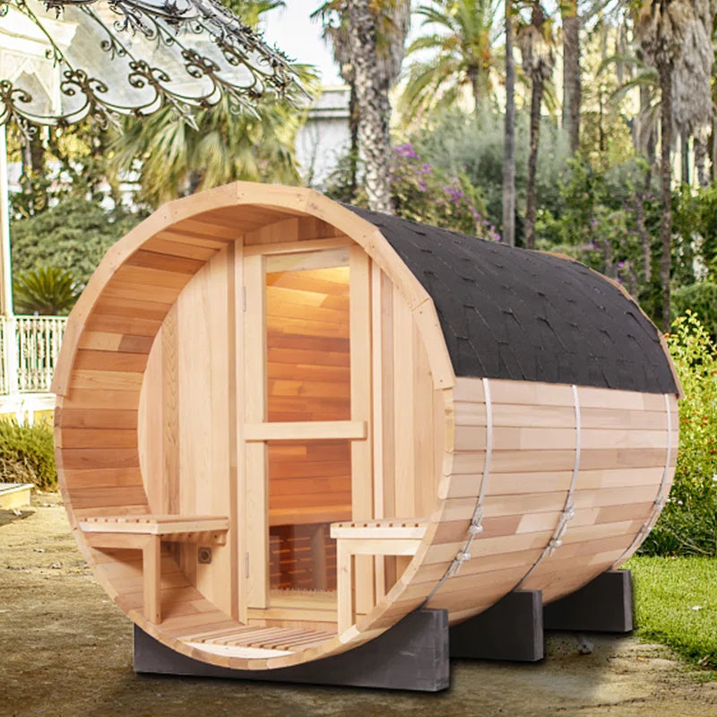 6-Person Patchwork Red Cedar Traditional Steam Sauna without Scarabs