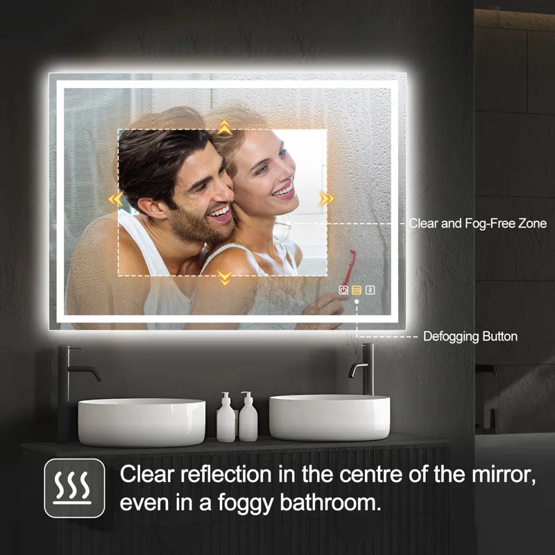 Abbagail LED Bathroom Mirror Bluetooth, Dimmable, Defog, Wall Mount