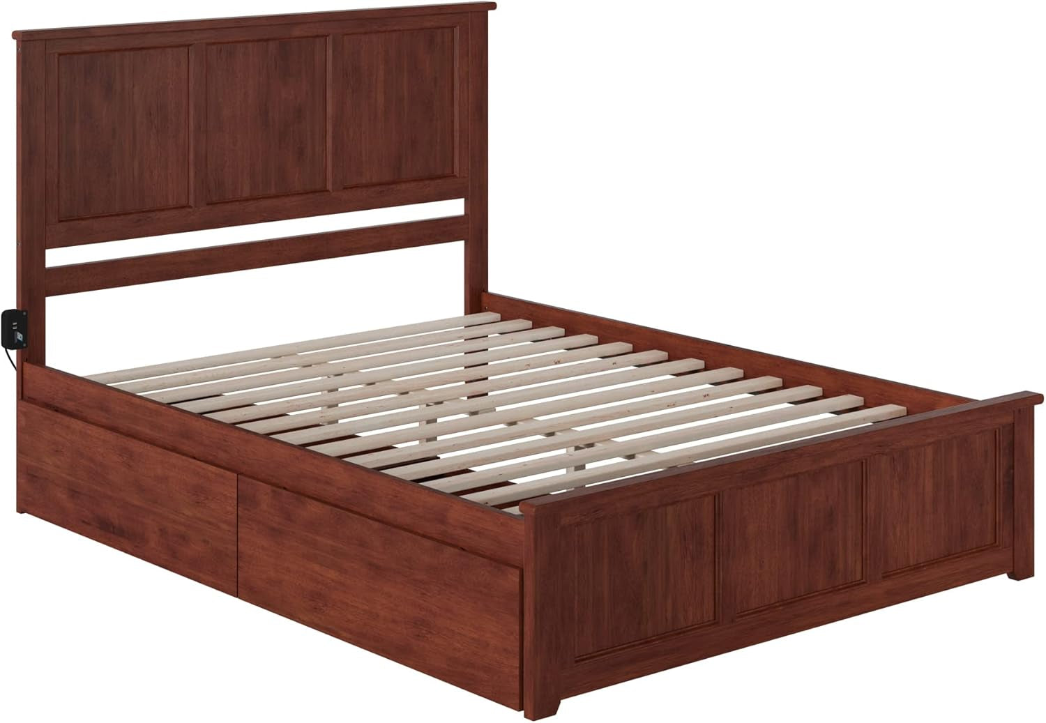 Atlantic Furniture AR8646114 Madison Platform Bed with Matching Foot Board and 2 Urban Bed Drawers, Queen, Walnut