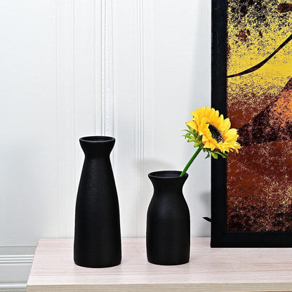 Black Ceramic Vase Set of 2 for Home Decor Modern Boho Home Decor Style, Pampas Grass Ceramic Vases(Black)…