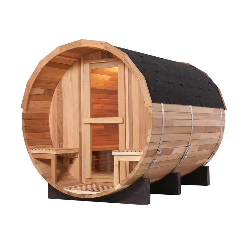 6-Person Patchwork Red Cedar Traditional Steam Sauna without Scarabs