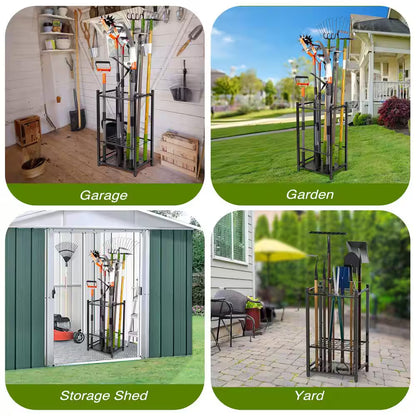 3-Tier Garden Tool Organizer for Garage Organization up to 35 Long-Handled Tools/Rakes/Brooms