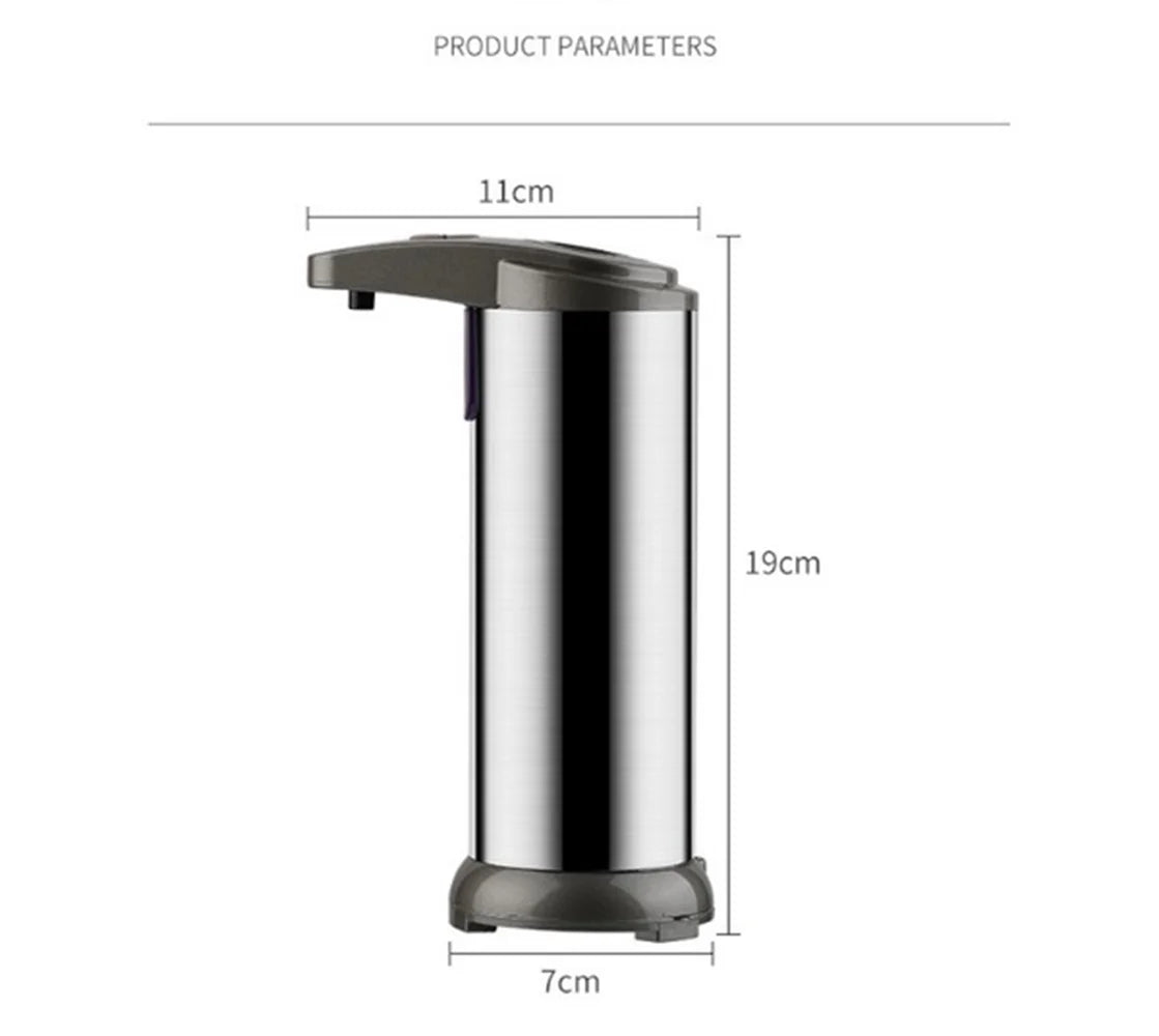 Automatic Liquid Soap Dispenser Touchless Battery Operated Stainless Steel Silver