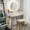 Vanity Table Set with 3 Modes Adjustable Brightness Mirror and Cushioned Stool, White Dressing Table Vanity Makeup Table