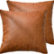 Faux Leather Farmhouse Throw Pillow Cover 22X22 Inch, Modern Country Style Decorative Throw Pillow Cover for Bedroom Living Room Sofa Brown Accent Pillows.(Full Leather 2PC, 22X22 Inch)