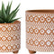 Set of 2 Terracotta Planter Pots, 4 Inch & 6 Inch, Modern Design Plants Pot with Drainage Hole, Terracotta/White, 31-953-B-1