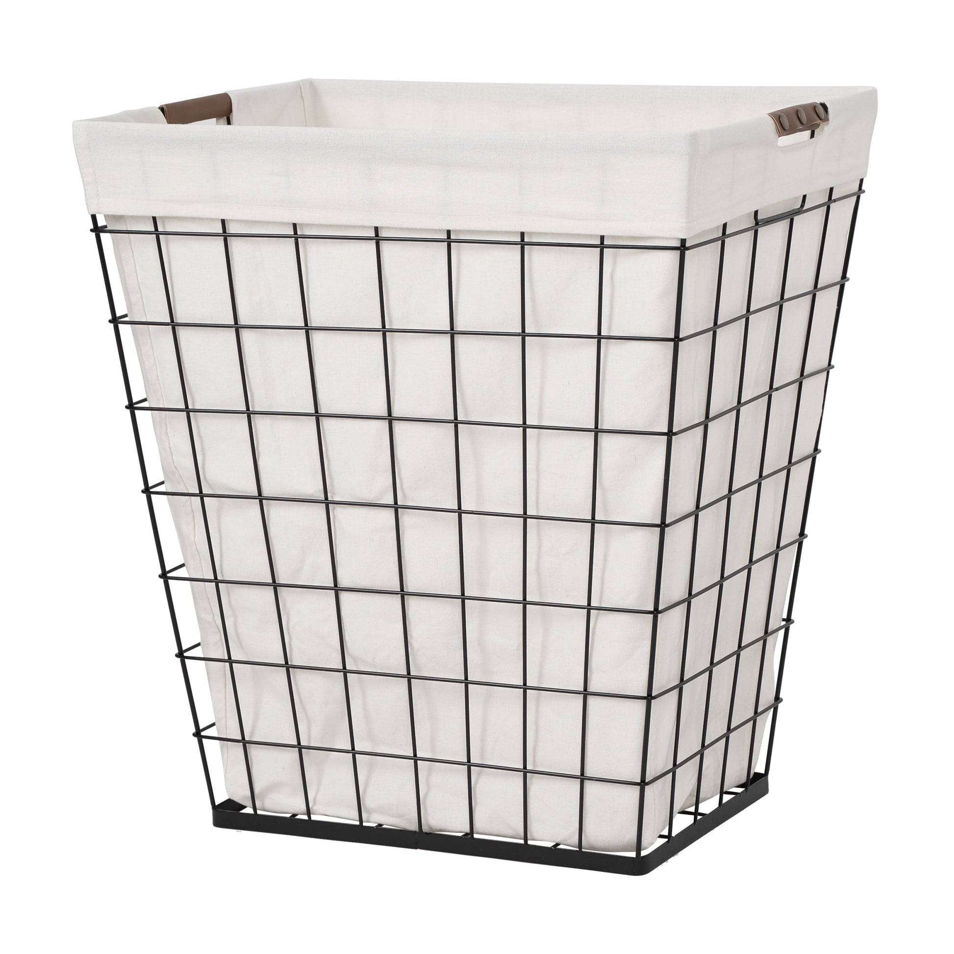 75L Rectangular Steel Wire Laundry Hamper with Removable Cotton Blend Liner for Adult, Black & Natural