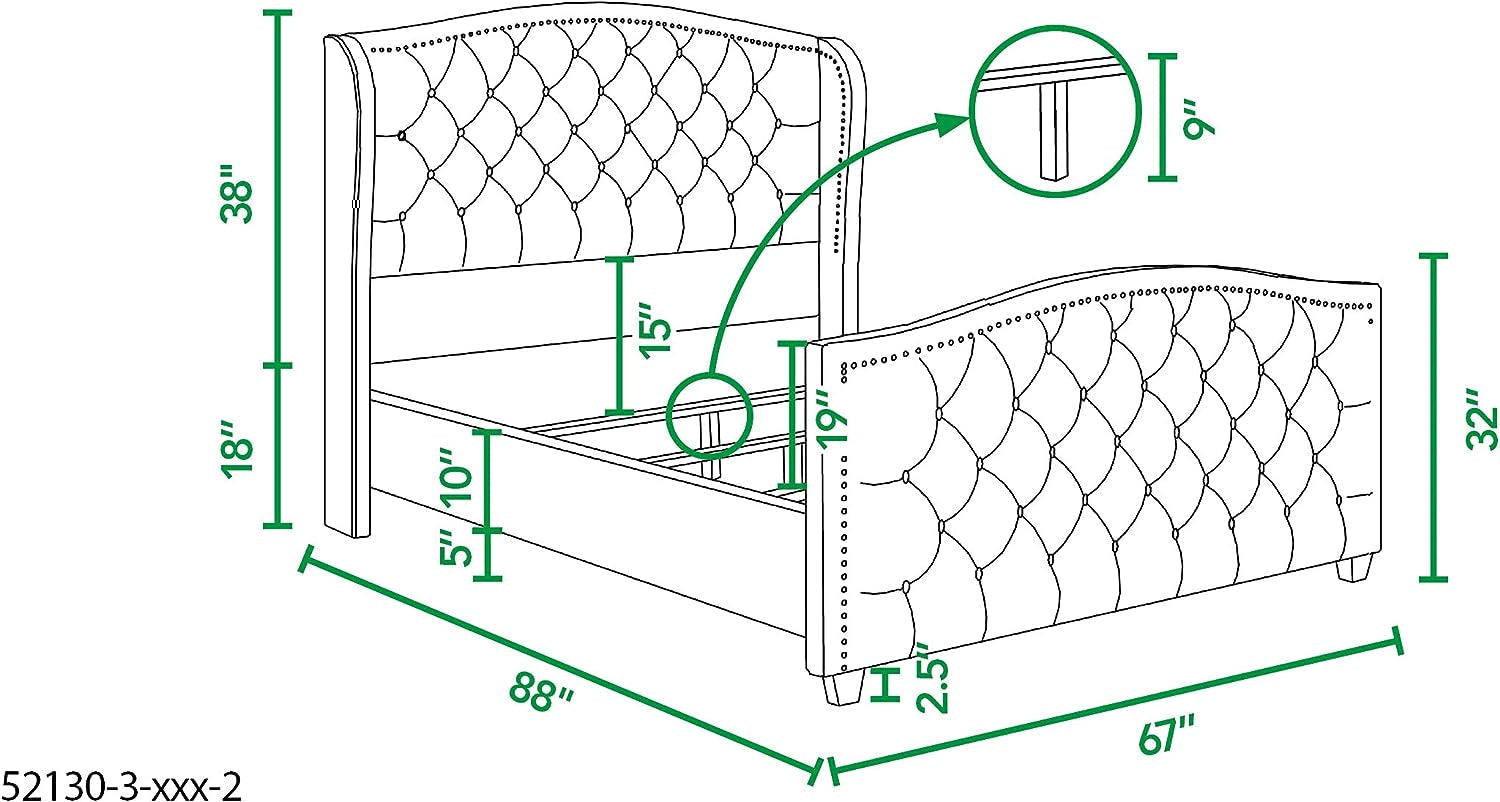 Marcella Upholstered Shelter Headboard Bed Set, Queen, Olive Green Performance Velvet