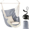 Hammock Chair Hanging Swing Max 500 Lbs 2 Cushions Included Steel Spreader Bar with Anti-Slip Grooves Portable Hanging Chair Side Pocket Large Macrame Bohemian Chair Indoor Outdoor