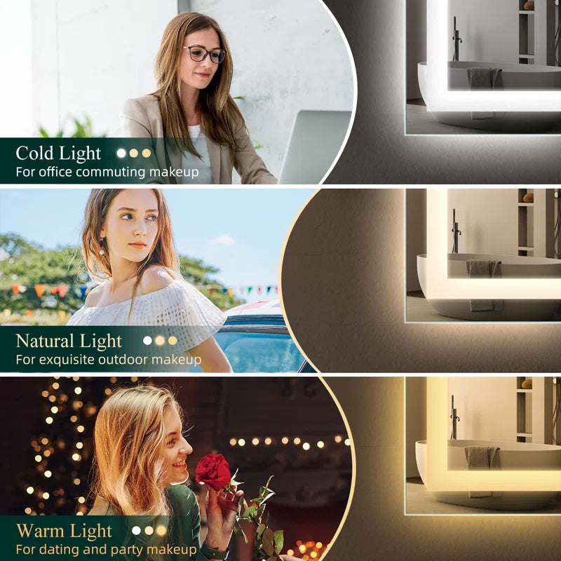 Abbagail LED Bathroom Mirror Bluetooth, Dimmable, Defog, Wall Mount