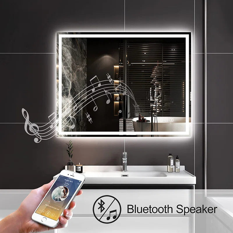 Abbagail LED Bathroom Mirror Bluetooth, Dimmable, Defog, Wall Mount